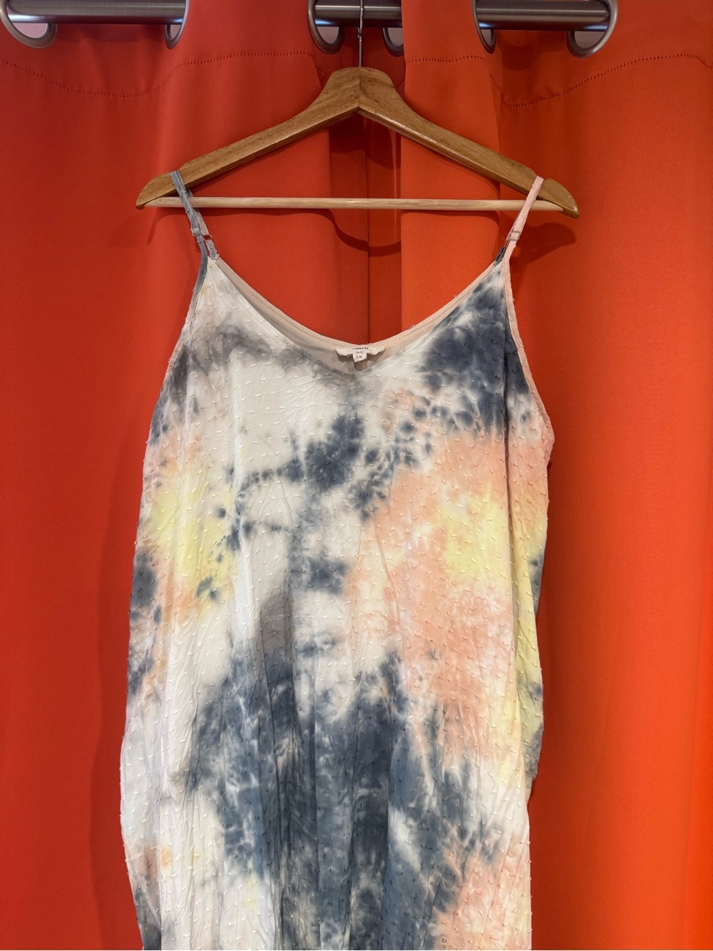 entro Multicolor Tie-Dye Maxi Dress in Gray, Peach & Yellow in 1X
